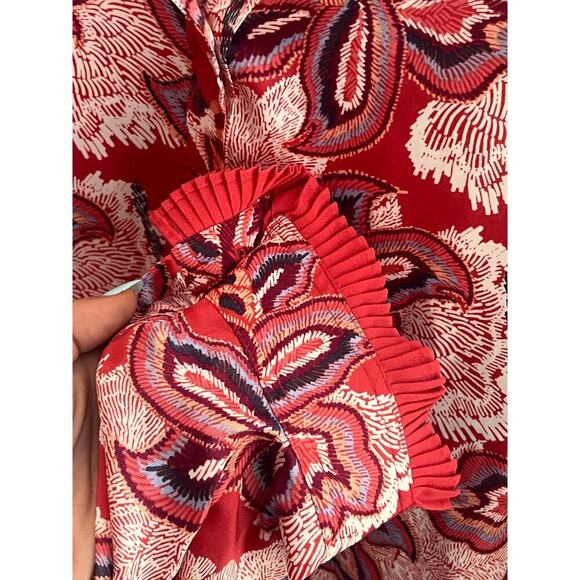 Chico's NWT Pleated Pintuck Blouse Modern Dash Floral in Ginger Rose Size 18 - Picture 7 of 12